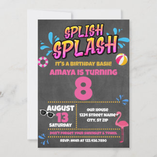 Invitación de cumpleaños del Fiesta de Splish Spla