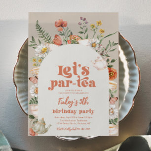 Invitación de cumpleaños del Fiesta de té de flore
