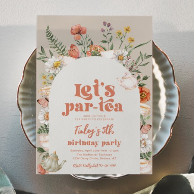 Invitación de cumpleaños del Fiesta de té de flore (Subido por el creador)