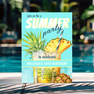 Invitación de cumpleaños del Fiesta de verano trop