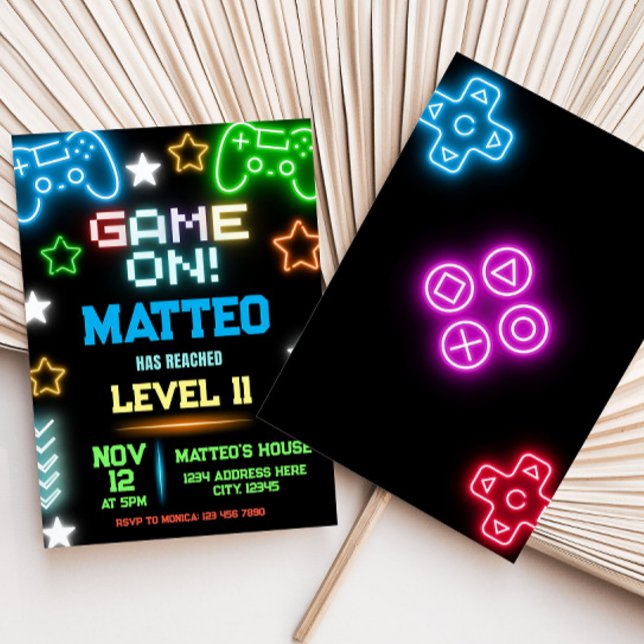 Invitación de cumpleaños del Fiesta de videojuegos (Subido por el creador)