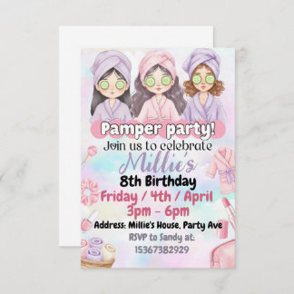 Invitación de cumpleaños del fiesta del pamper de