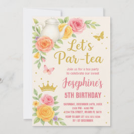 Invitación de cumpleaños del Fiesta del té de la p