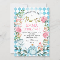 Invitación de cumpleaños del Fiesta del té de pera