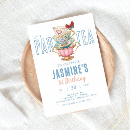 Invitación de cumpleaños del fiesta del té de pera