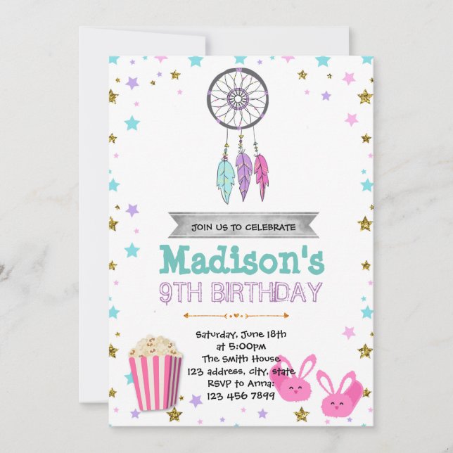 Invitación de cumpleaños del fiesta Dreamcatcher s (Anverso)