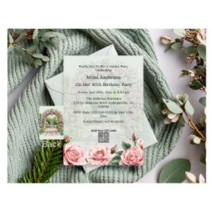 Invitación de cumpleaños del Fiesta Floral Rosa/Ve