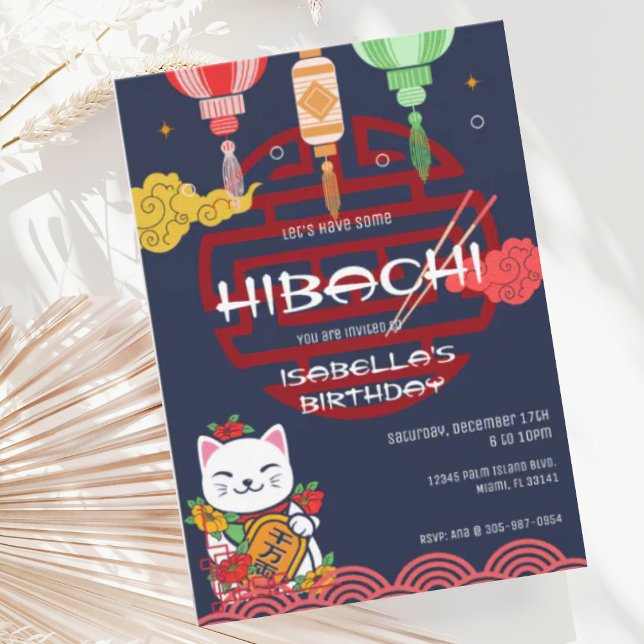 Invitación de cumpleaños del Fiesta japonés Hibach (Subido por el creador)