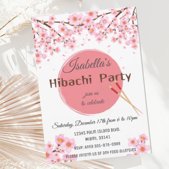 Invitación de cumpleaños del Fiesta japonés Hibach (Subido por el creador)