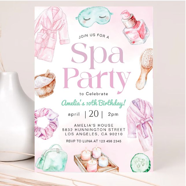 Invitación de cumpleaños del Fiesta Pamper Glam (Subido por el creador)
