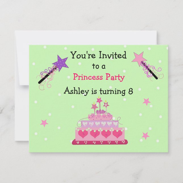 Invitación de cumpleaños del Fiesta Princesa (Anverso)