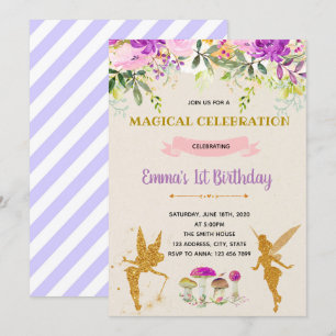 Invitación de cumpleaños del fiesta Purple Hadas