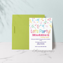 Invitación de cumpleaños del Fiesta Rainbow Confet