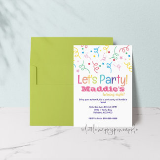 Invitación de cumpleaños del Fiesta Rainbow Confet
