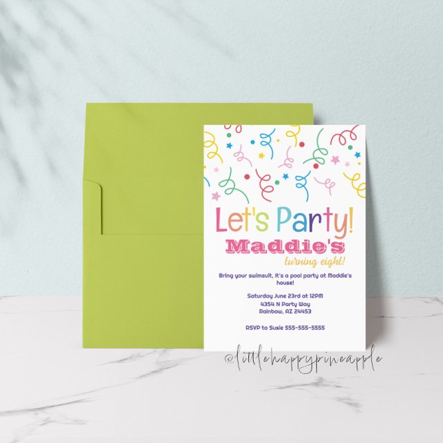 Invitación de cumpleaños del Fiesta Rainbow Confet (Subido por el creador)