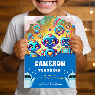 Invitación de cumpleaños del fiesta Robotics