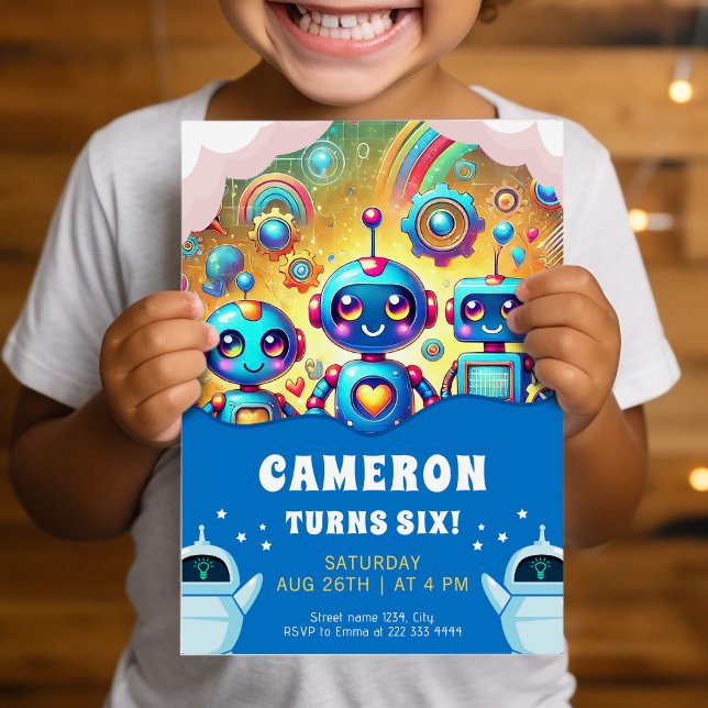 Invitación de cumpleaños del fiesta Robotics (Subido por el creador)