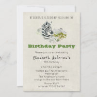 Invitación de cumpleaños del Fiesta Safari Zebra Z