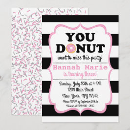 Invitación de cumpleaños del Fiesta Sprinkle Donut