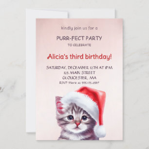 Invitación de cumpleaños del gato lindo.