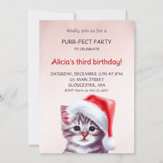 Invitación de cumpleaños del gato lindo.