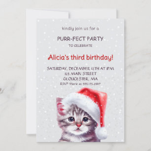 Invitación de cumpleaños del gato lindo.