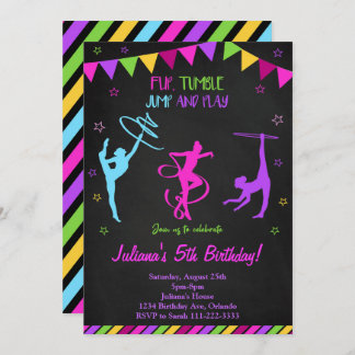 Invitación de cumpleaños del Gimnastic negro color