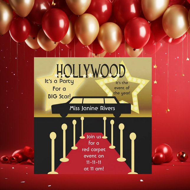 Invitación de cumpleaños del glamour de Hollywood  (Subido por el creador)