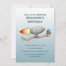 Invitación de cumpleaños del gusano cohete rápido