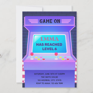 Invitación de cumpleaños del juego de arcade
