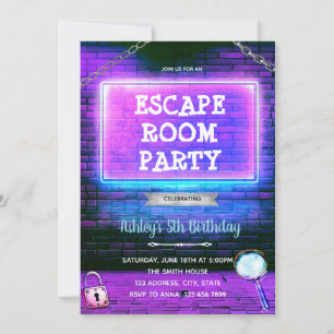 Invitación de cumpleaños del juego de escape