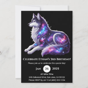 Invitación de cumpleaños del lobo celestial descan