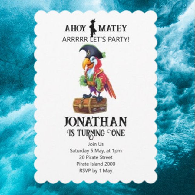 Invitación de Cumpleaños del Loro del Partido Pira (Celebrate with joy! Create fun, vibrant Pirate Party Parrot birthday invitations that bring smiles  )