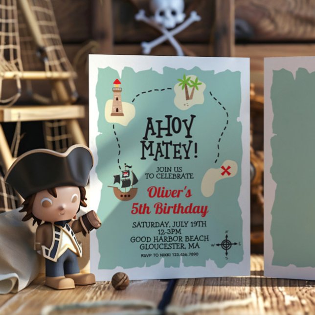 Invitación de cumpleaños del mapa del tesoro pirat (Subido por el creador)