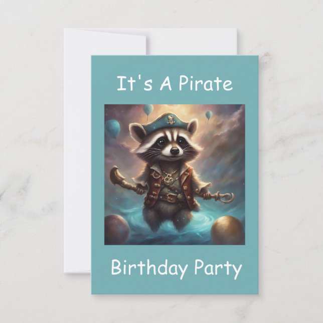 invitación de cumpleaños del mapache pirata capric (Anverso)