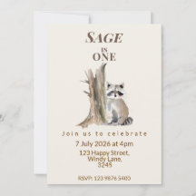 Invitación de cumpleaños del mapache susurros del