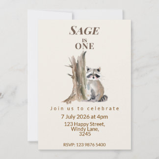Invitación de cumpleaños del mapache susurros del 
