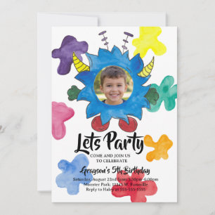 Invitación de cumpleaños del monstruo de cuernos a
