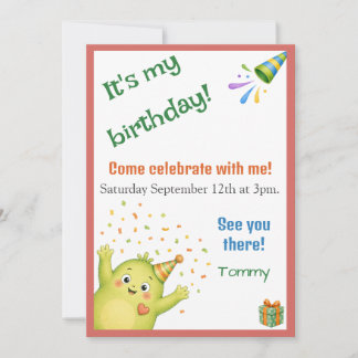 Invitación de cumpleaños del monstruo verde lindo