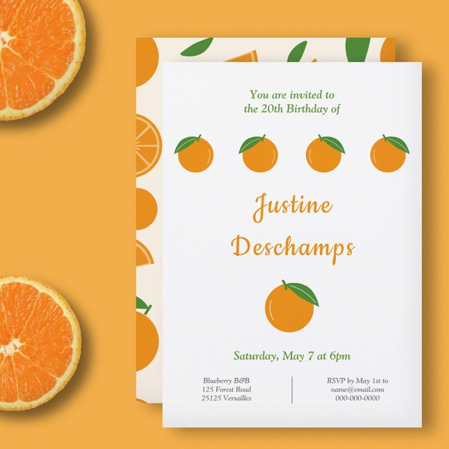 Invitación de cumpleaños del naranja (Orange Birthday Invitation)