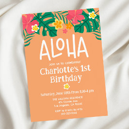 Invitación de cumpleaños del Naranja tropical Luau