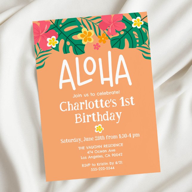 Invitación de cumpleaños del Naranja tropical Luau (Subido por el creador)