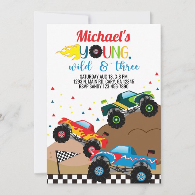 Invitación de cumpleaños del niño a los monstruos. (Anverso)