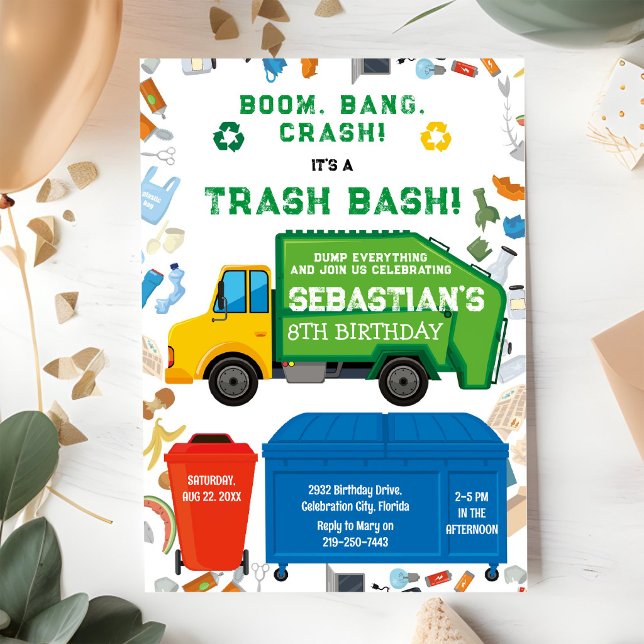 Invitación de cumpleaños del niño Bash Basura Cami (Subido por el creador)
