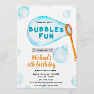 Invitación de cumpleaños del niño burbuja