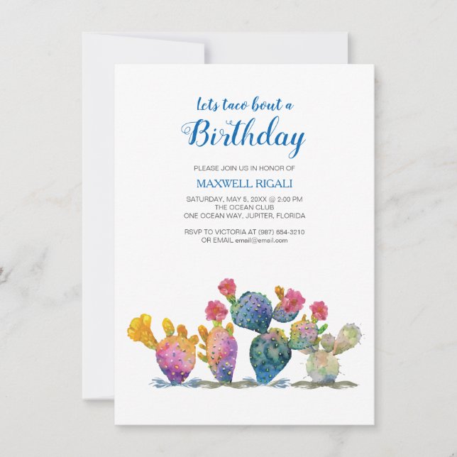 Invitación de cumpleaños del niño Cactus Fiesta (Anverso)