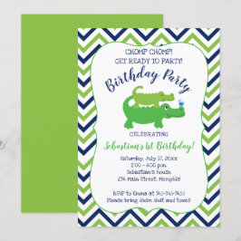 Invitación de cumpleaños del niño cocodrilo del la
