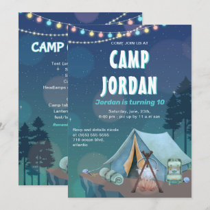 Invitación de cumpleaños del niño con carpas de ca