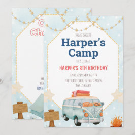 Invitación de cumpleaños del niño con carpas de ca