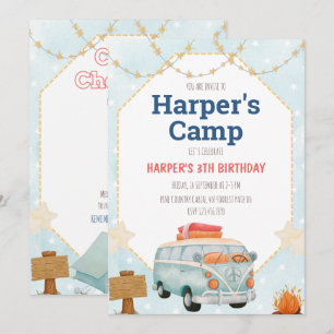 Invitación de cumpleaños del niño con carpas de ca